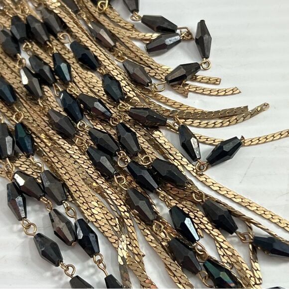 Charming Charlie Gold & Black Fringe Statement Necklace – Early 2010s - Picture 8 of 8